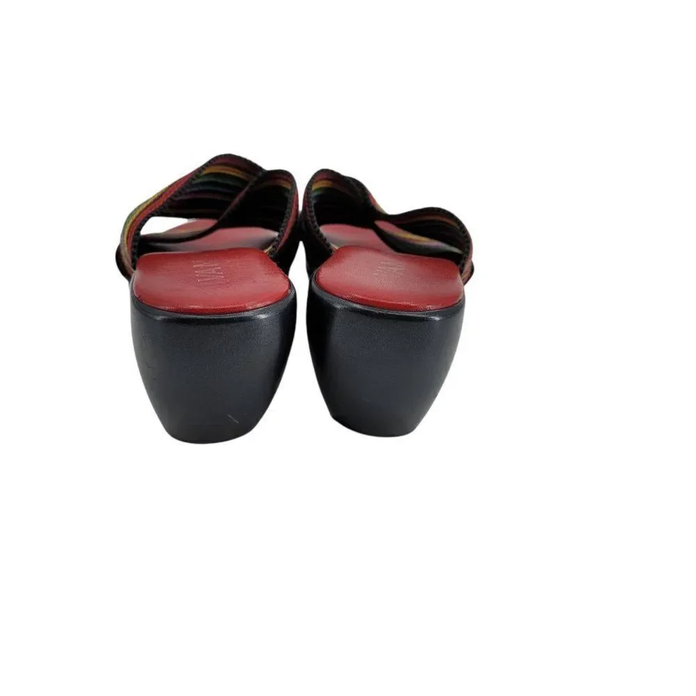 Vaneli Rainbow Thick Elastic Crisscross Strappy Comfort Slide On‎ Wedge Sz 9